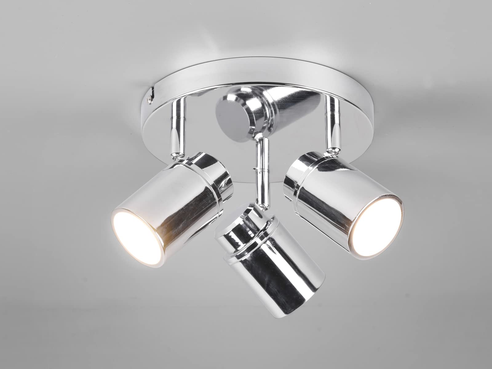 Badezimmerlampe Deckenstrahler Rondell 3-flammig Silber Chrom Ø 20cm