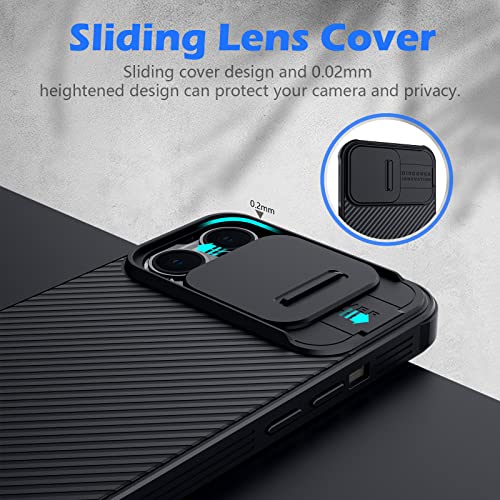 Image of imluckies Compatible with 6.1 inch iPhone 13 Pro Case with Slide Camera Cover, [Back Hard PC & Soft Bumper], Slim Protective & Full Camera Protection Scratch-Resistant Case (Black)