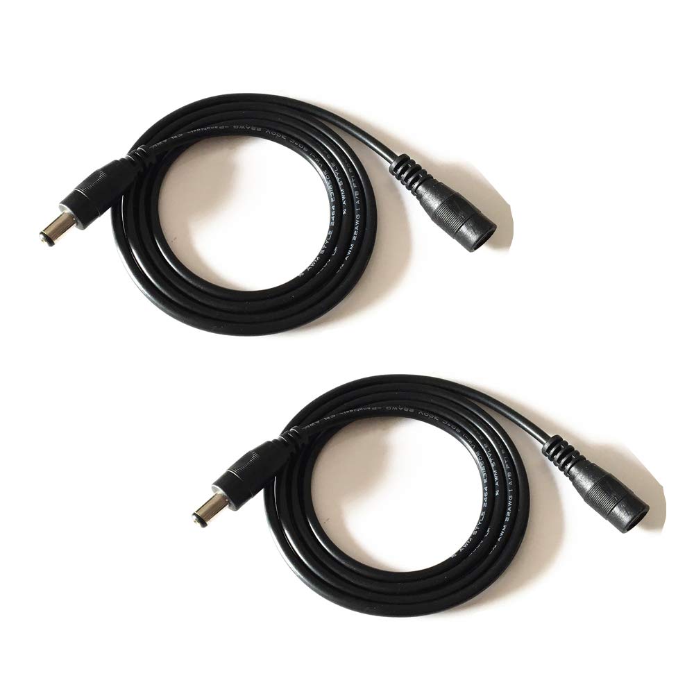 2PCS 3.28ft Black 5.5mm x 2.1mm DC Plug Extension Cable for Power Adapter 12v dc Extension 5.5mm x 2.1mm Extension 22AWG