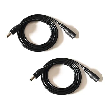 2PCS 3.28ft Black 5.5mm x 2.1mm DC Plug Extension Cable for Power Adapter 12v dc Extension 5.5mm x 2.1mm Extension 22AWG