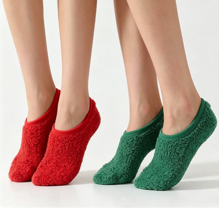 Image of 3Pairs Ankle Socks Low cut Pom Pom Fluffy Fuzzy Warm Winter Plush Slipper Socks For Women
