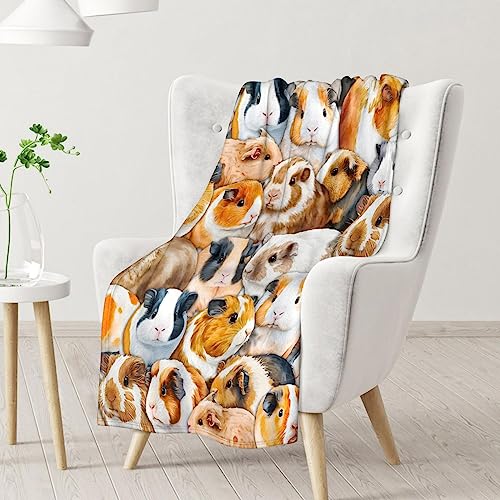 Guinea Pig Blanket Gifts - 40x50 Inches Cute Throw for Girls & Boys - Brown Soft Fuzzy Blankets for Bed, Couch & Living Room