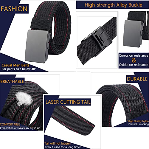 LionVII Men Nylon Web Belts - Metal Buckle, Fully Adjustable Belt Strap for Work, Easy Trim to Fit 28-49" Waist4