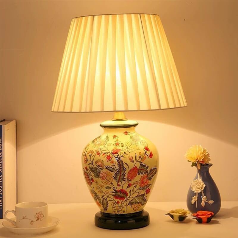 Contemporary Flowers and Birds Ceramics Table Lamp The American Village Living Room Bedroom Study Villa Hotel Bedside Desk Lamp (Style 9)