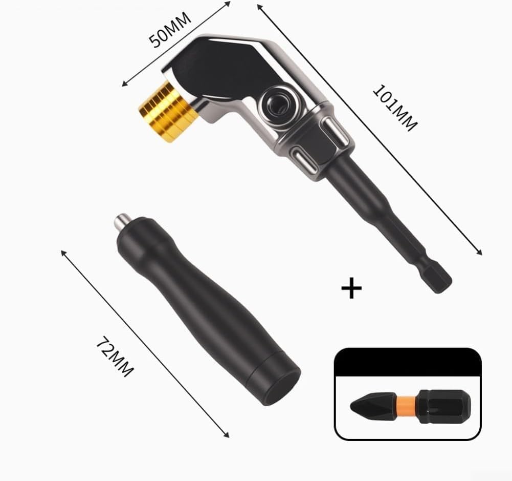 Adattatore per trapano elettrico ad angolo di 90 gradi con rotazione flessibile e ampia compatibilità per driver di dadi e trapani elettrici in aree ad accesso limitatoUtile e professionale