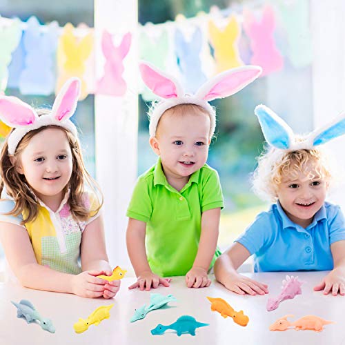 MALLMALL6 29Pcs Slingshot Chicken and Dinosaur Set Including Yellow Rubber Chicks Stretchy Finger Flying Dinosaur and Target Interesting Toys Easter Party Activity Game with Friends for Kids - Thumbnail 5