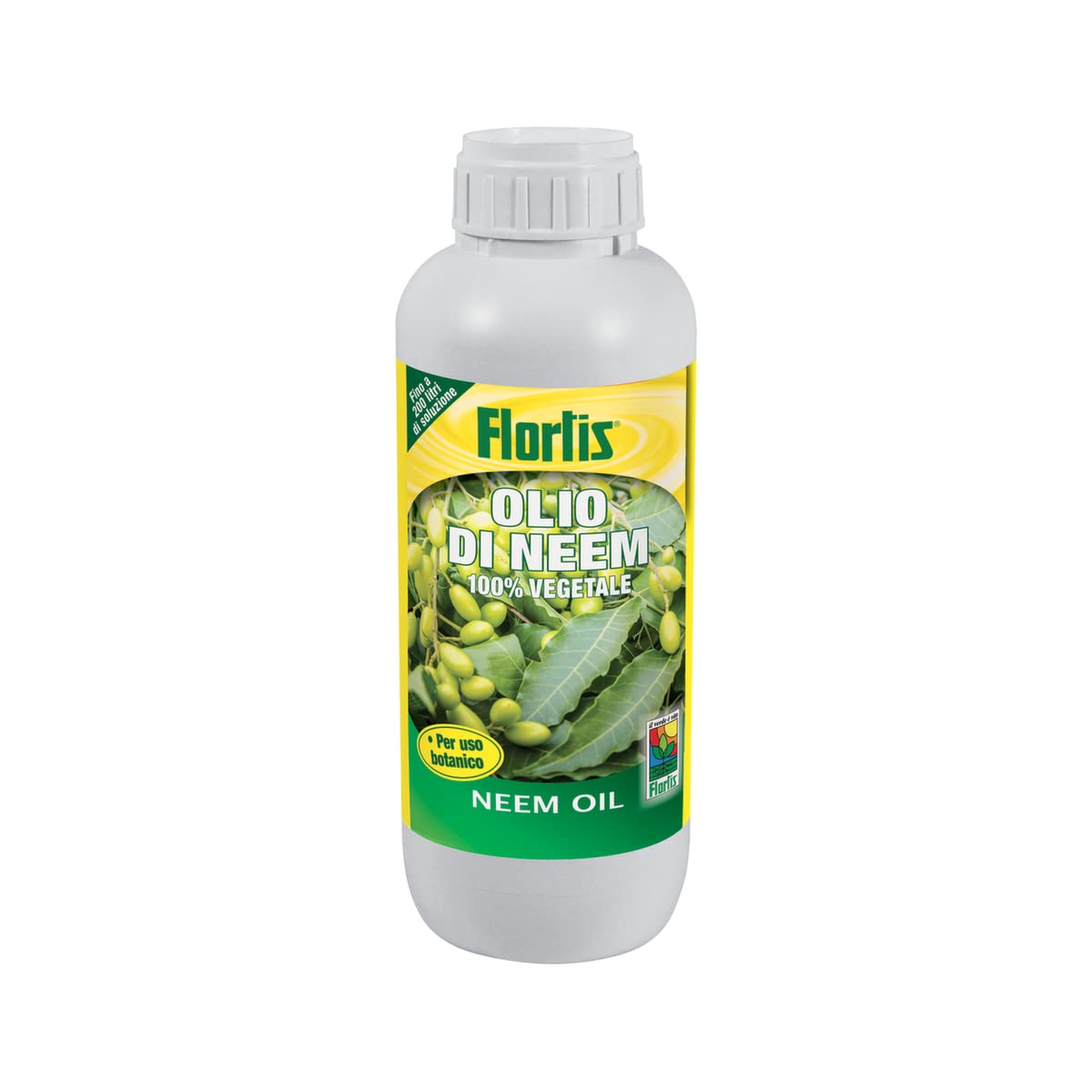 Flortis Olio di neem concentrato. Olio di Neem puro con concentrazione a 3300 ppm. Olio di neem per piante biologico pronto uso. Repellente naturale contro cocciniglie, afidi, cimici, pidocchi 1000ml.