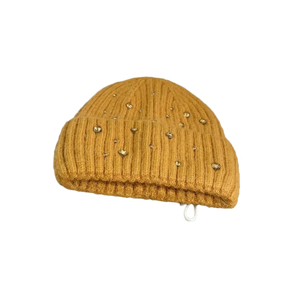 Wintermütze für Damen, Strass, Strickmütze, weich, dick, Schnee, Skimütze, warme Wollmütze