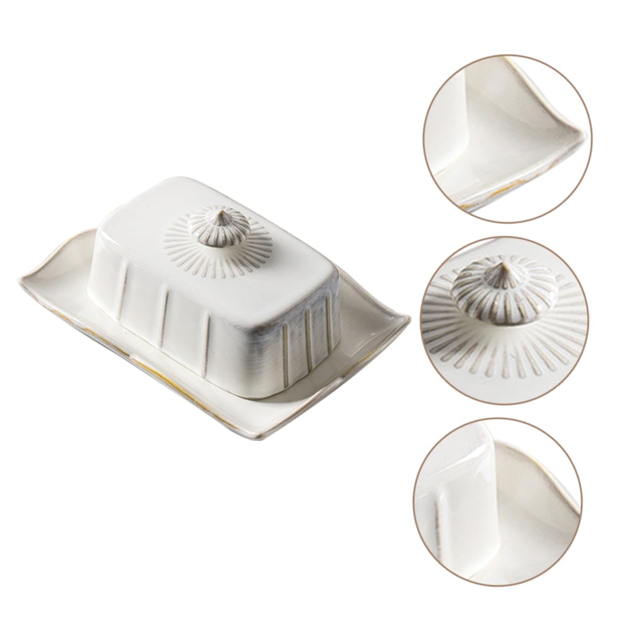 Beurrier en Céramique Blanc Couvercle, 1 Set Cuisine