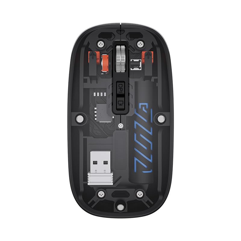 Image of PowerHaus Transparent Wireless Mouse, Dual Mode (Bluetooth + 2.4GHz), 1600 DPI, Silent Click, 5 Buttons, Type-C Rechargeable, Ergonomic Mouse for Laptop and PC | Black