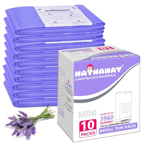 Image of Diaper Pail Refill Bags Compatible With Dekor Mini Diaper Pail, Extra 30% Length, Lavender Scent, 10 Pack