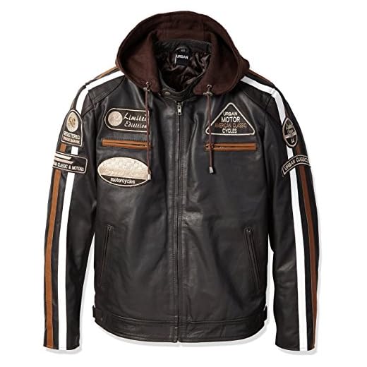 Chaqueta Moto Hombre en Cuero 58 Gents | Cazadora de Moto de Piel de Cordero | Armadura Removible para Espalda, Hombros y Codos Aprobada por la CE | Marrón | XXL