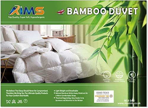Bamboo Organic Cotton 100% Duvet King Quilt 13.5 Tog Deluxe Soft Natural Hypoallergenic, Best Hotel Quality, Super Soft, Warm and Cosy, Anti Allergy, Computer Quilted Self piping