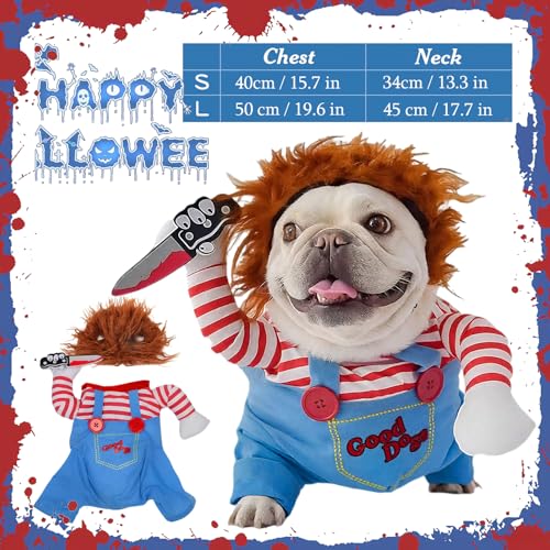 Sikweny Hundekostüm Halloween Hund Inklusive Jacke und Kunstbart Hunde Halloween Verstellbar Dog Costume Atmungsaktiv Katzenkostüm Kostüm Katze für Festivalkostüme Mottopartys (L)