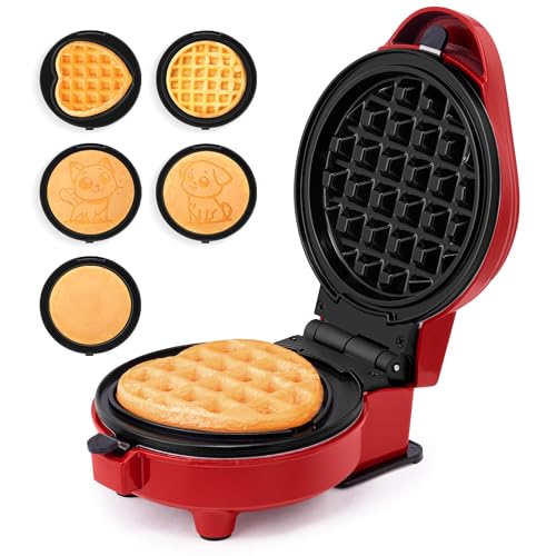 Holstein Housewares 5-in-1 Mini Waffle and Griddle Maker – 4-Inch