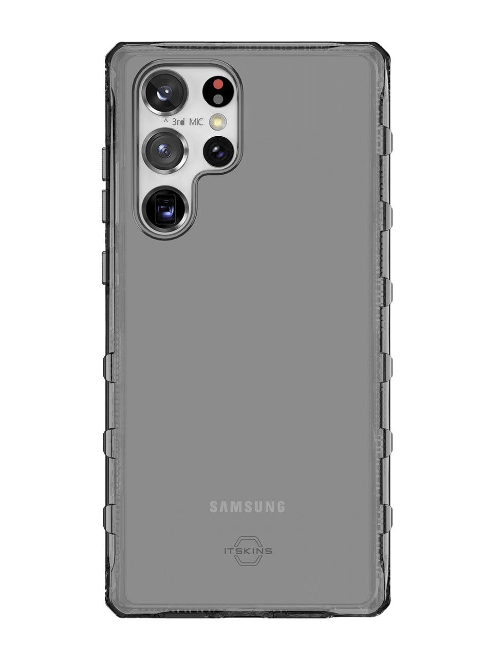 Samsung Galaxy S22 Ultra Compatible Phone Case, It Skins Spectrum/Clear Case Anti-Microbial | Shock-proof | RUGGED SOLID FINISH | Anti-Yellowing Phone Case (Smoke)