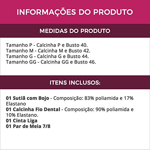 Conjunto de Lingerie com Cinta Liga e Meia 7/8 - VC3245