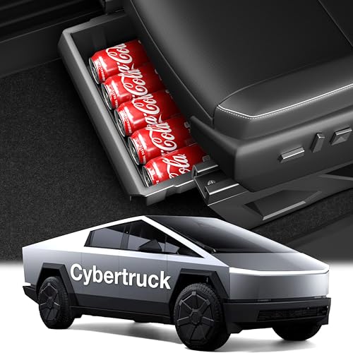 Wigoo Under Seat Storage Box for Tesla Cybertruck 2 Pack TPE Underseat Storage Tray Secure No-Slide Installation Design