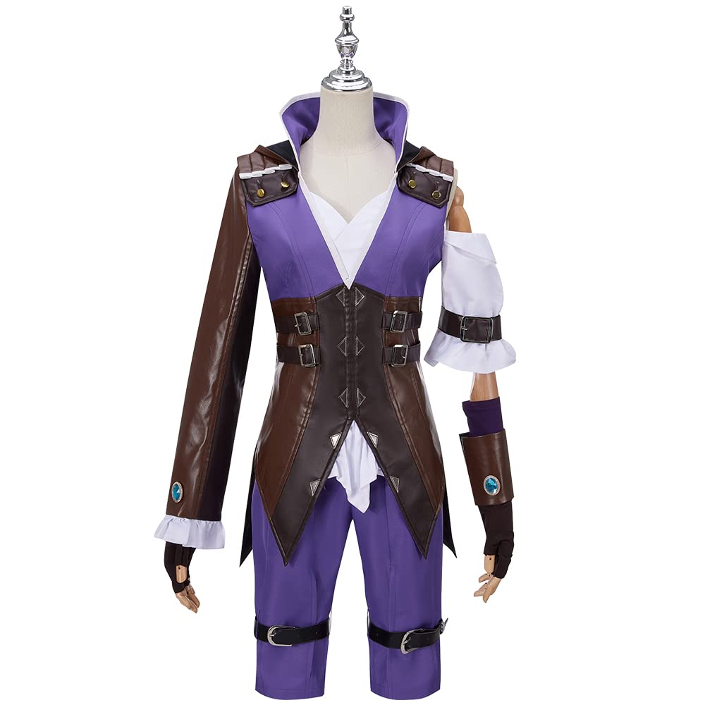 WeixuGame Caitlyn Cosplay Costume Long Leather Hoodie Pants Uniform Outfits for Women Halloween Party Carnival Suit