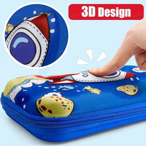Image of Zest 4 Toyz Pencil Pouch for Boys for School | 3D Cover EVA Space Rocket Theme | Compass box Organizer | Large Capacity Pencil Pouch Bag | Premium Stylish Pen Holder Pencil Box for Kids | Return Gifts