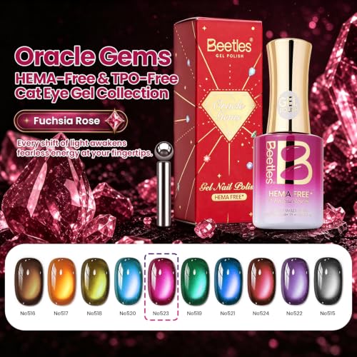 Image of Beetles Hot Pink Glitter Cat Eye Gel Polish,15ML Fuchsia Rose Gel