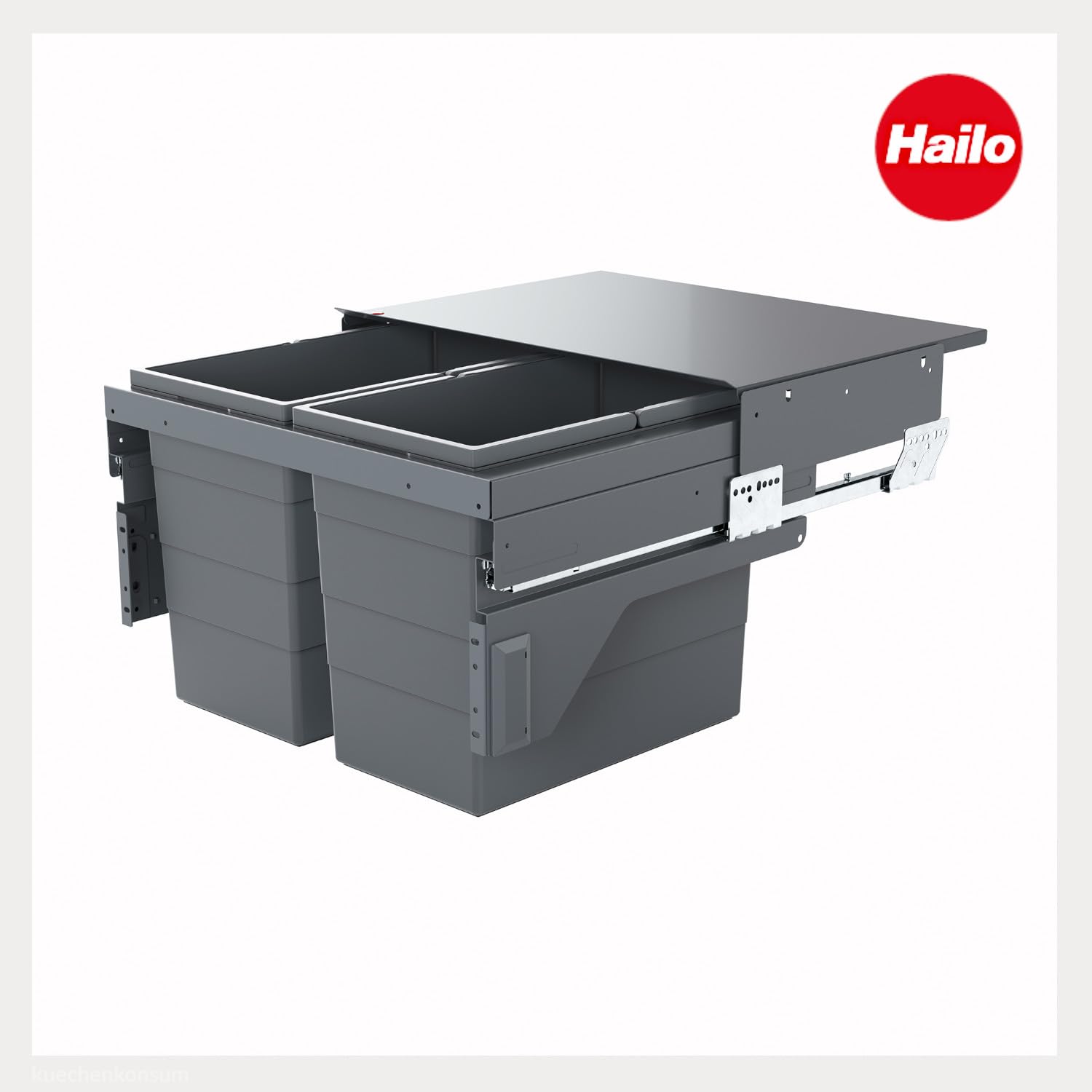 Hailo Cubo de basura 361084, 2 unidades de 28 litros, para armario de 60 cm de ancho, color antracita | de mueble