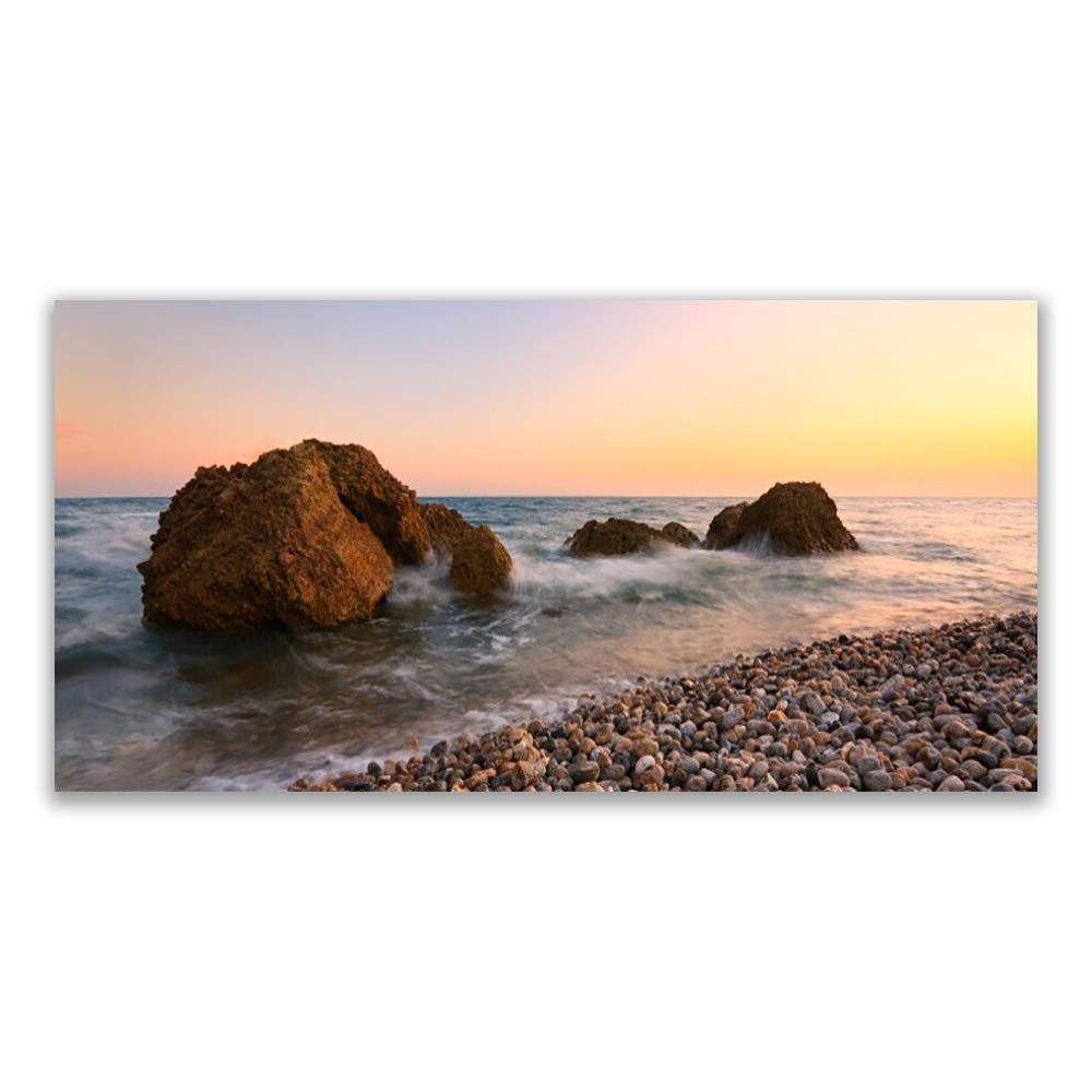 Impression sur Verre Trempé Haut de Gamme 120x60 Design Moderne Pierres Rock Paysage Mer