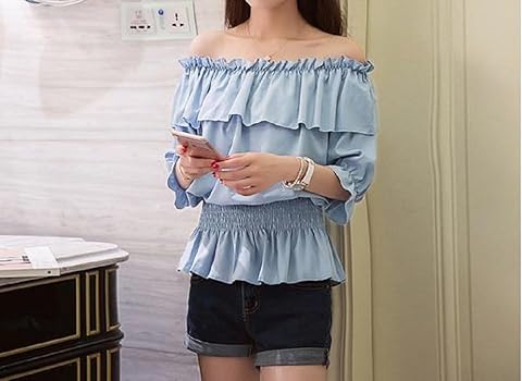 オフショルダーブラウス Amazon | [WANSHIX] オフショルダー トップス レディース