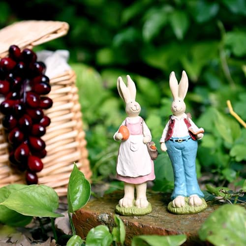 Figuras de Conejo de Pascua Set de 2 Decoración para Hogar miniatura 3