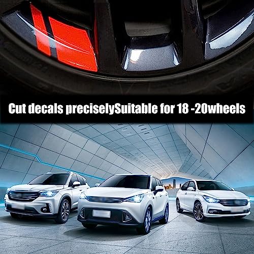 Image of gunhunt 6 PCS Car Reflective Stickers, Wheel Rim Decal Stripes Car Decals, Automotive Decals Hash Stripe Stickers for 18-21 Inch Wheels Tire Rim Safety Decoration Accessories (Red)