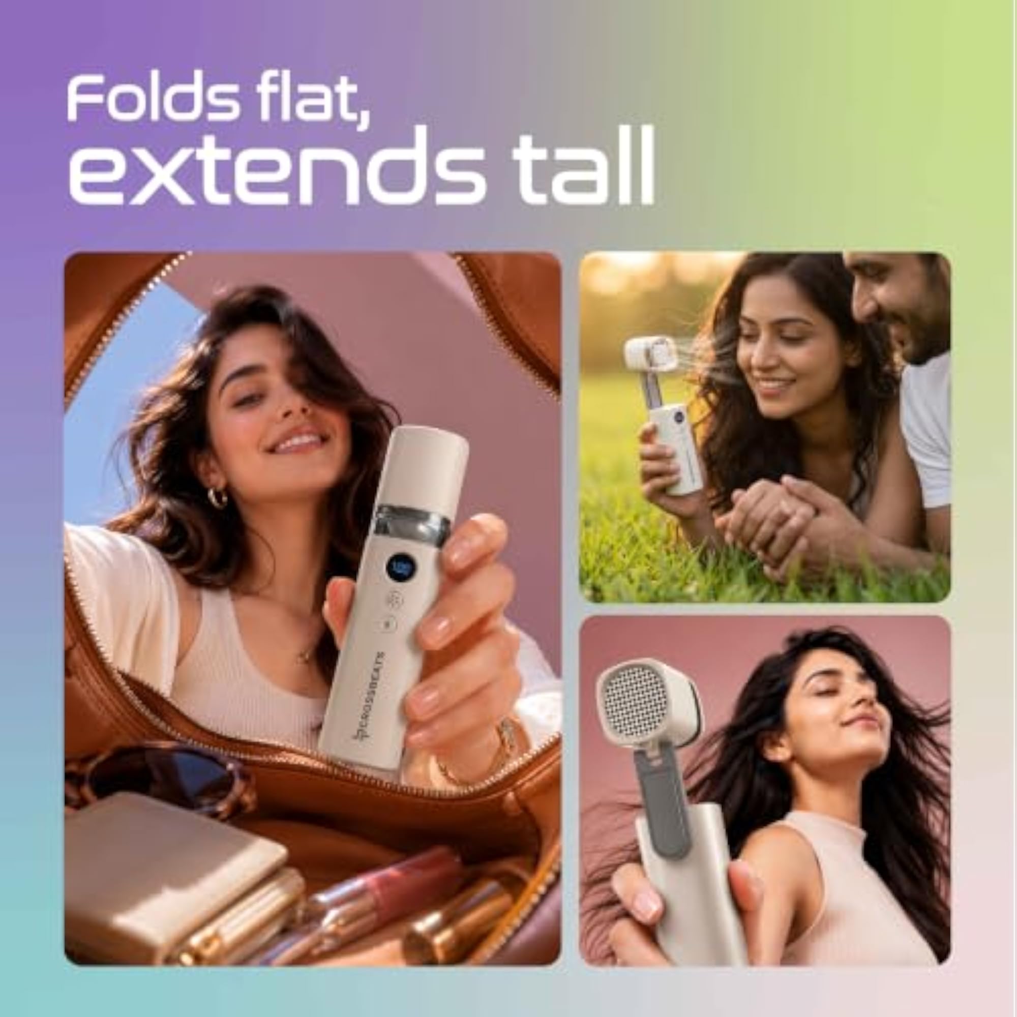 Breezo Foldable Rechargeable Handheld Fan with LED Light