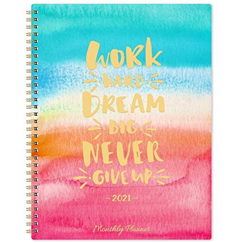 2021 Monthly Planner - Month Planner from Jan - Dec 2021, with Tabs & Pocket & Label, Contacts and Passwords, 8.8