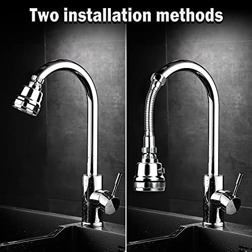 Rovtop 2 Pcs Kitchen Sink Aerators with Hose, 3 Modes Adjustment Faucet Sprayer Attachment, 360° Rotatable Anti-Splash Water Saving Tap Kitchen Faucet Head, Faucet Aerator Booster Shower Water Saving