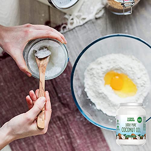 Coco Cabana 100% reines Kokosöl 1l Premium-Qualität, vegan, glutenfrei, laktosefrei, Verwendung als Kochöl, Feuchtigkeitscreme oder Shampoo Verpackung kann variieren