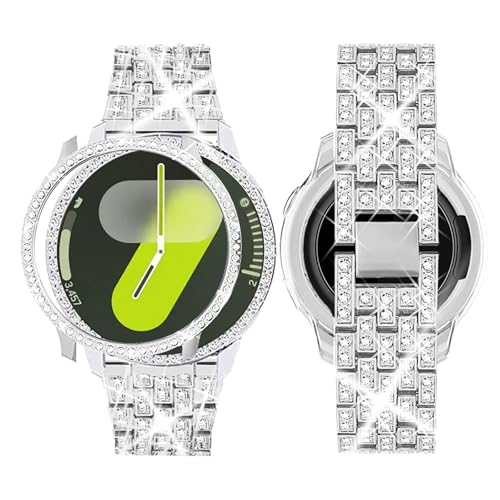 SUPOIX Band with Case ONLY Compatible for Samsung Galaxy Watch 7 44mm, 20mm Women Bling Replacement...