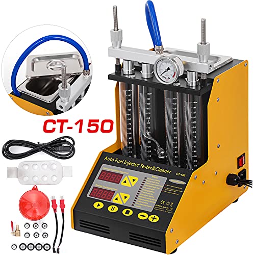 VEVOR CT-150 Fuel Injector Cleaner Tester, Automotive 4 Cylinder Ultrasonic Wave Fuel Injector Cleaner and Tester, Automotive Fuel Cleaning Tools 110V, Petrol Motorcycle Automotive Fuel Cleaning