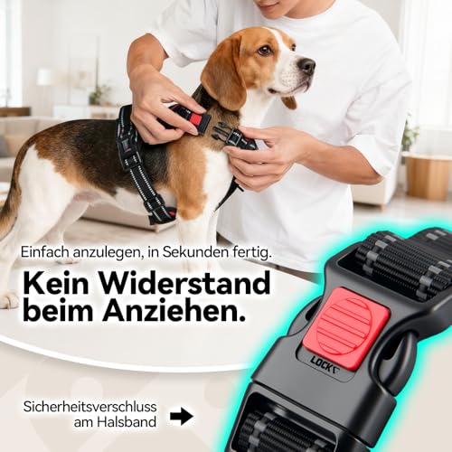 PHOEPET No Pull Hundegeschirr Verstellbares Hundewestengeschirr für den täglichen Spaziergang mit Schnalle am Hals und reflektierenden Streifen, Kontrollgriff für mittlere und große Hunde(Rot,XL)