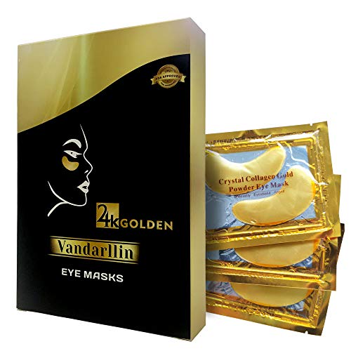 24K Gold Powder Gel Collagen Eye Masks Sheet Patch, Anti Aging,Remove Bags,Dark Circles &Puffiness,Anti Wrinkle,Moisturising,Hydrating,Uplifting Whitening,Remove Blemishes &Blackheads (10 Pairs)