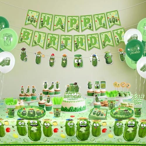 Bannière et tasses anniversaire cornichon au design insolite