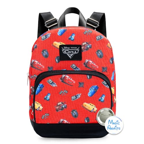 Disney Cars Mini Backpack - 10" Canvas Pixar Cars Backpack with Front Pocket and Button | Lightning McQueen Backpack for Adults, Teens, Kids