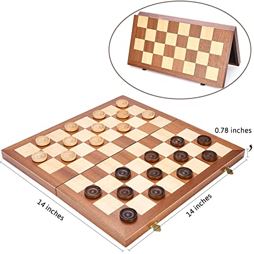 Juego de Damas Clásico Plegable de Madera 14 pulgadas miniatura 3