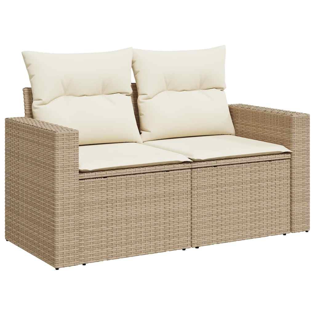 vidaXL Divano da Giardino con Cuscini a 2 Posti Beige in Polyrattan