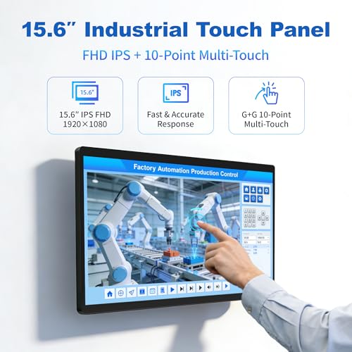 Image of 15.6 inch All-in-One Industrial Panel PC, Android 12 Fanless Tablet RK3399 4GB RAM /64GB ROM, Rugged Embedded Touchscreen Computer 1920 * 1080 IPS,WiFi 5 Bluetooth 4.2 for Automation /Kiosk /Bar /Warehouse