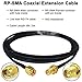 Nisaea 2m/6.5ft RP-SMA Male to RP-SMA Female RF Coaxial Cable RG174 for Wireless LAN Card, Router, Bridge, Booster & External Antenna Equipment