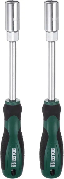 HARFINGTON 2pcs Metric Nut Driver 13mm CR-V Non-Magnetic Tip Hollow Shafts Hex Socket Screwdriver with Non-Slip Handle for Automobile Repair