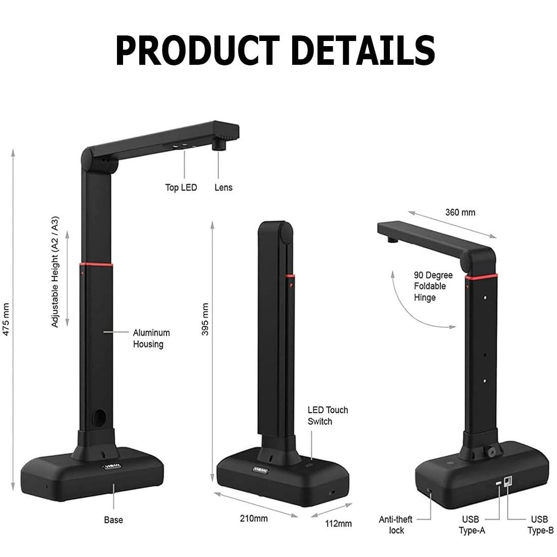 Scanner A2 per Documenti E Libri,Scansione Massimo: A2,Risoluzione Fino a 23 Mp,Smoothing Delle Pagine Doppie Dei Libri E Scansione Automatica Divisa,Riconoscimento Testo Ocr,Windows E Mac