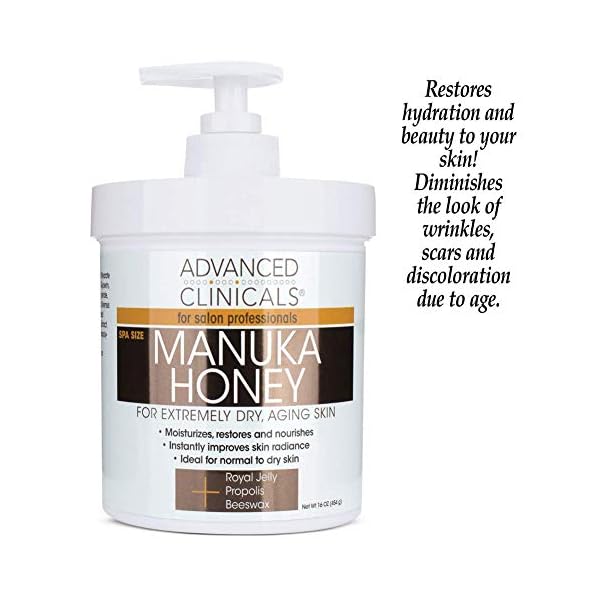 Advanced-Clinicals-Manuka-Honey-Cream-for-Extremely-Dry-Aging-Skin-For-Face-Neck-Hands-and-Body-Spa-Size-16oz-16oz Advanced Clinicals Manuka Honey Cream Face Moisturizer & Body Butter Lotion For Dry Skin | Firming & Hydrating Miracle Balm Skin Care Moisturizing Lotion For Women, Wrinkles, & Sun Damaged Skin, 16oz