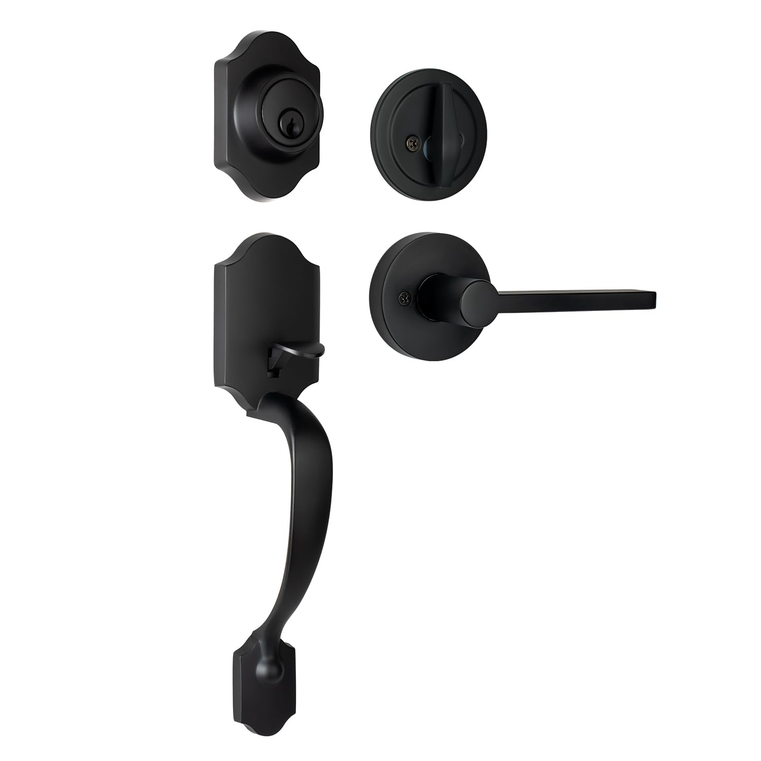 AOTODO Matte Black Front Door Handle Lock Set - Easy Installation