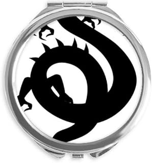 Dragon Outline China Chinese Pattern Hand Compact Mirror Round Portable Pocket Glass