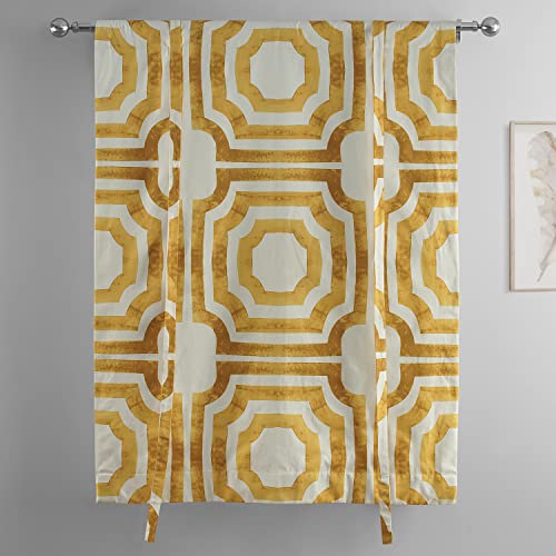 Image of HPD Half Price Drapes Room Darkening Tie Up Curtains 46 X 63 Inch Mecca Printed Cotton Window Roll Up Balloon Curtain for Living Room, Kitchen PRTW-TUD23C-63 (1 Panel),Mecca Gold